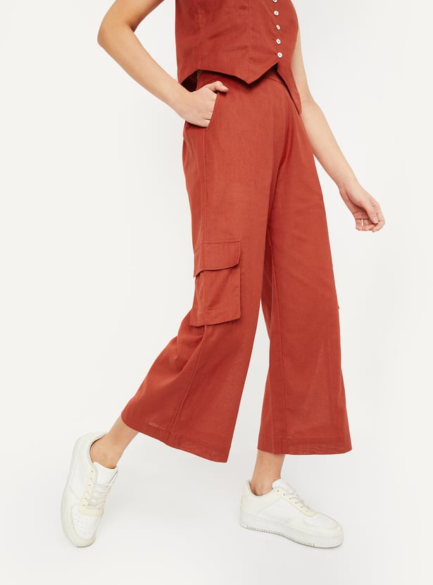 Women Solid Cargo Trousers