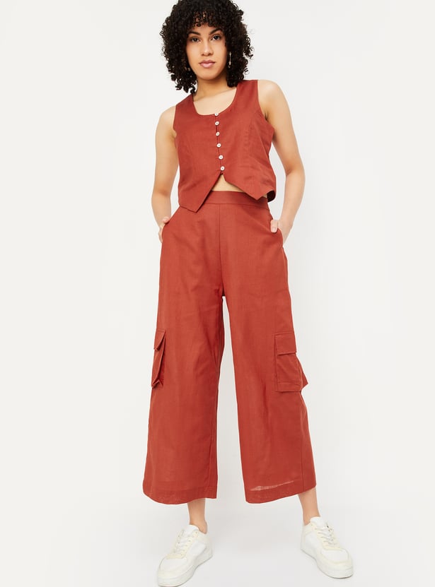 Women Solid Cargo Trousers