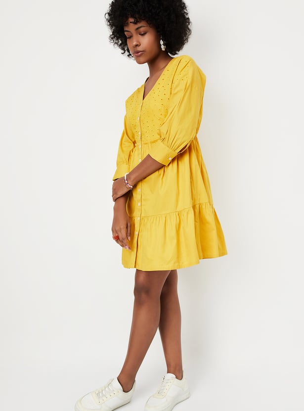 Women Schiffli Tiered Dress