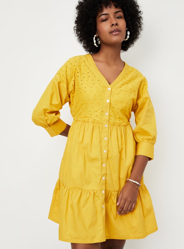 Women Schiffli Tiered Dress