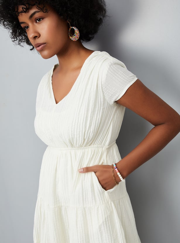 Women Textured Tiered Dress