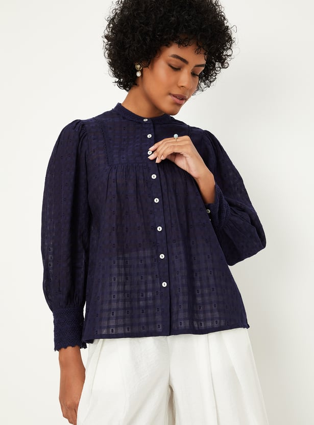 Women Dobby Woven Shirt Style EcoChic Top