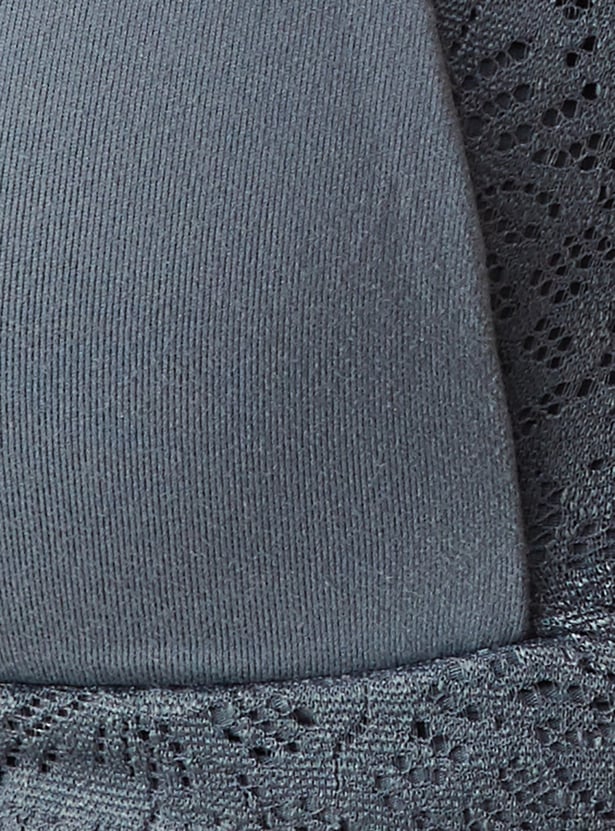 Women Lace Panel Padded Non-Wired Bra