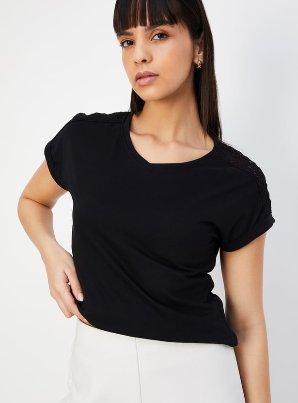 Women Lace Detail T-shirt