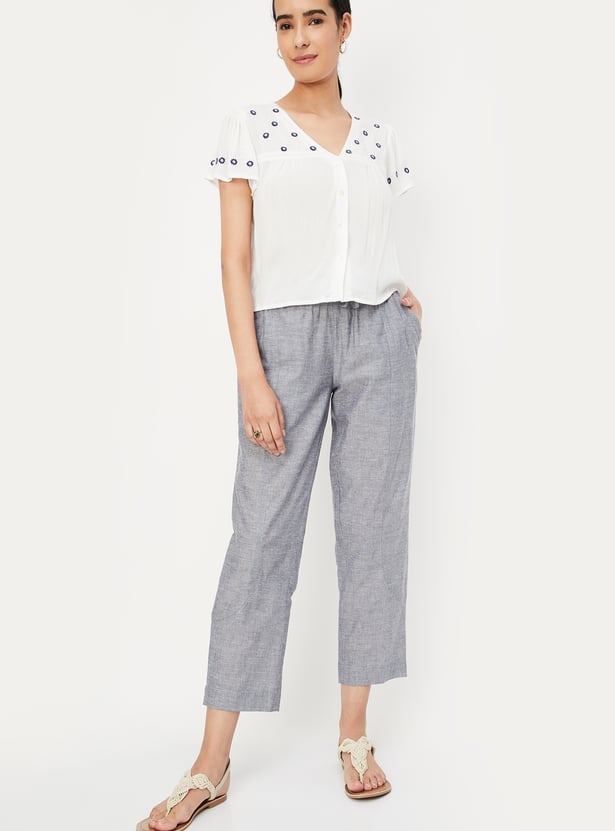 Women Solid Straight Pants