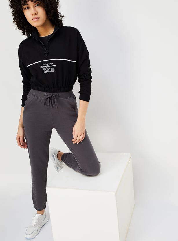 Women Printed Crop Sweatshirt