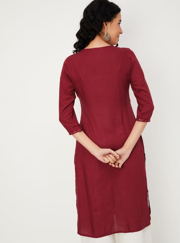 Women Sequinned Straight Kurta