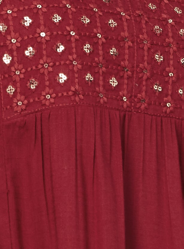 Women Sequinned Straight Kurta