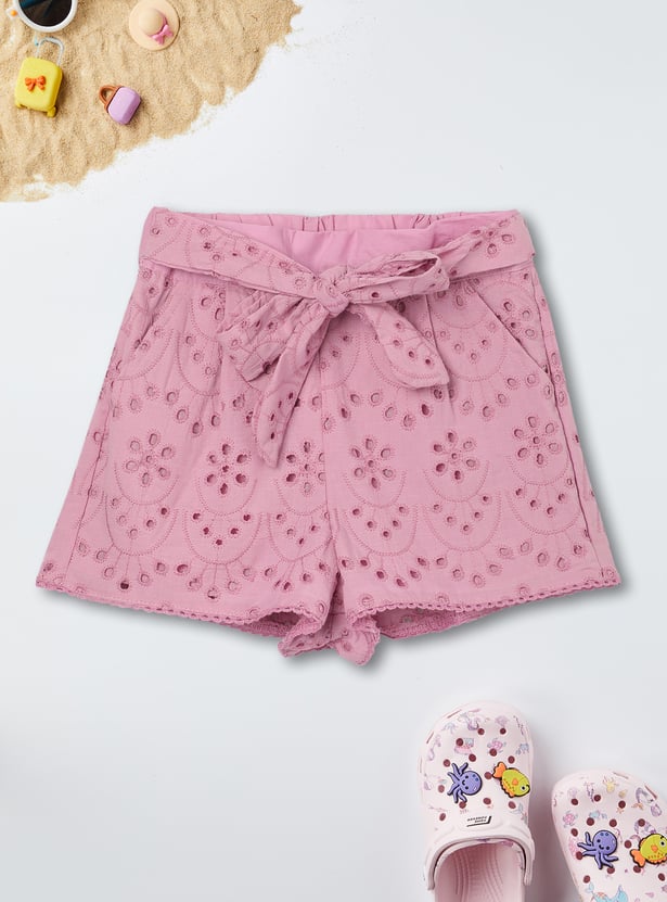 Girls Schiffli Casual Shorts