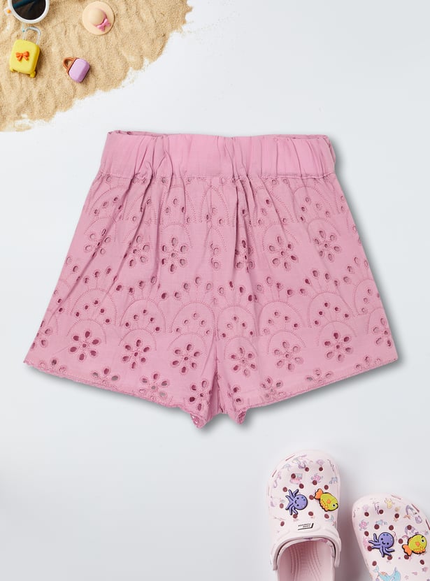 Girls Schiffli Casual Shorts