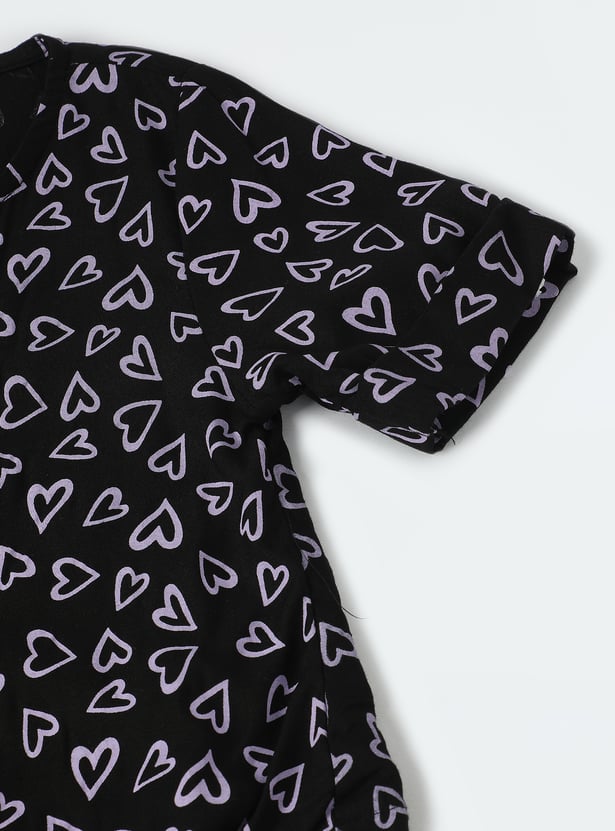 Girls Printed Top with Knotted Hem