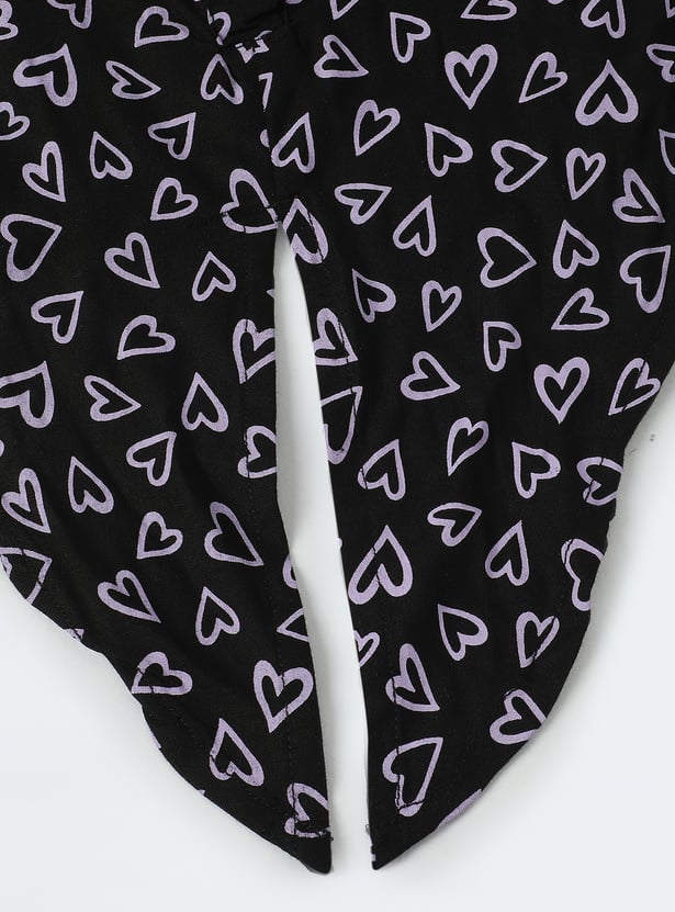 Girls Printed Top with Knotted Hem