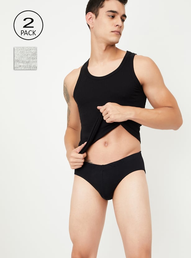 Men Solid Brief - Pack of 2