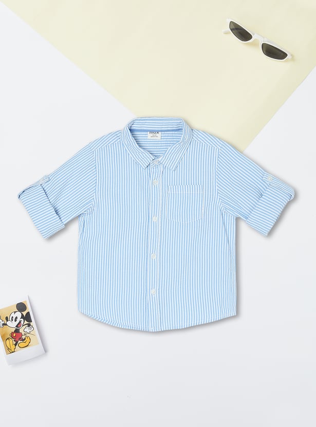 Boys Striped Seer Sucker Shirt