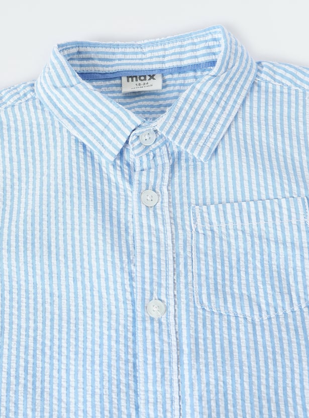 Boys Striped Seer Sucker Shirt