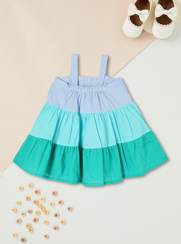 Girls Colourblocked Tiered Dress