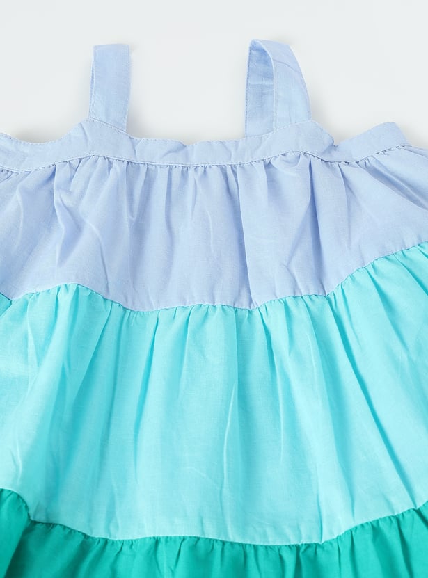Girls Colourblocked Tiered Dress