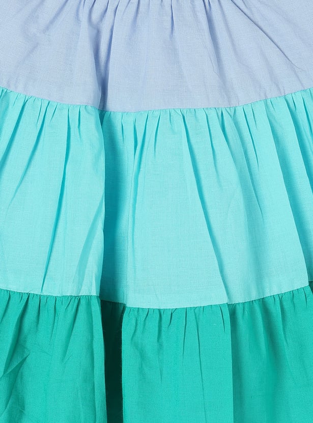Girls Colourblocked Tiered Dress