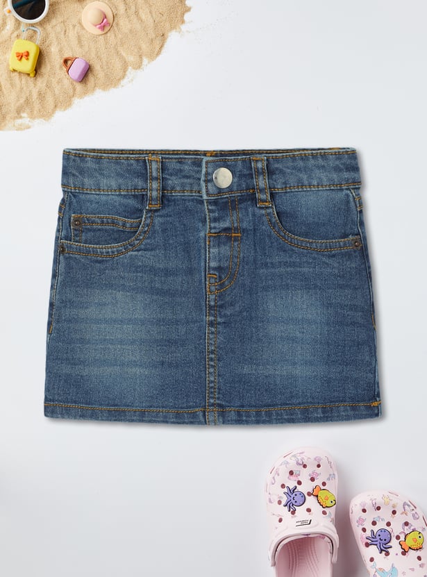 Girls Mini Denim Skirt