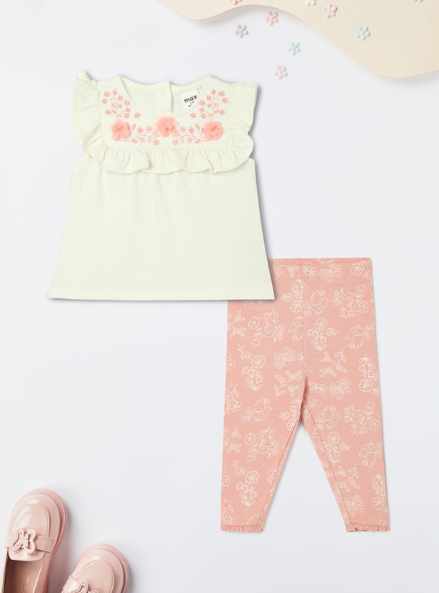 Girls Appliqued Sleepwear Set