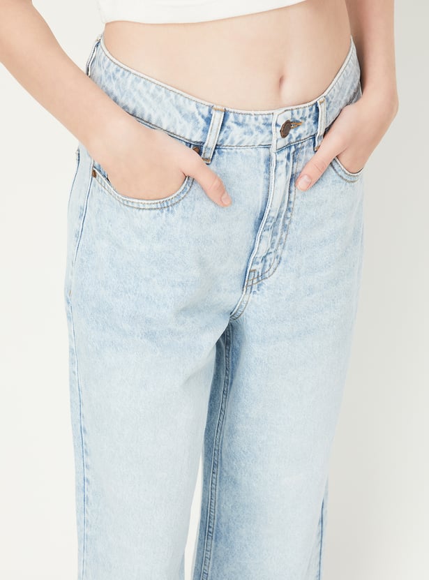 Women Washed Wide Leg Jeans