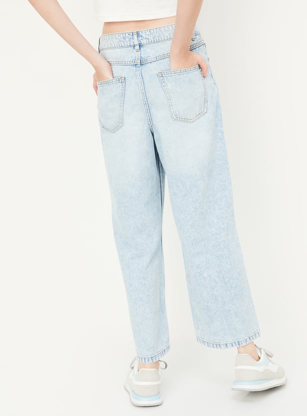 Women Washed Wide Leg Jeans