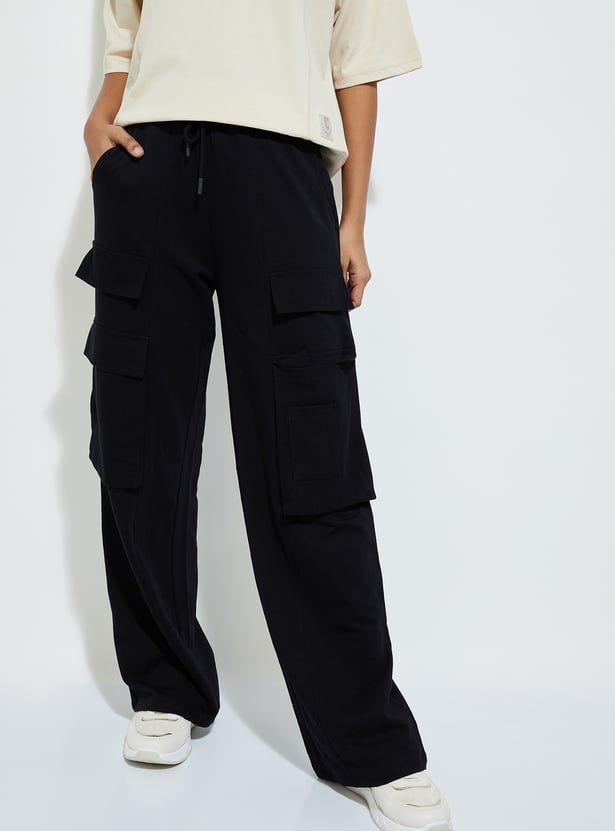 Buy URB_N Women Relaxed Fit Cargo Track Pants Online at just Rs