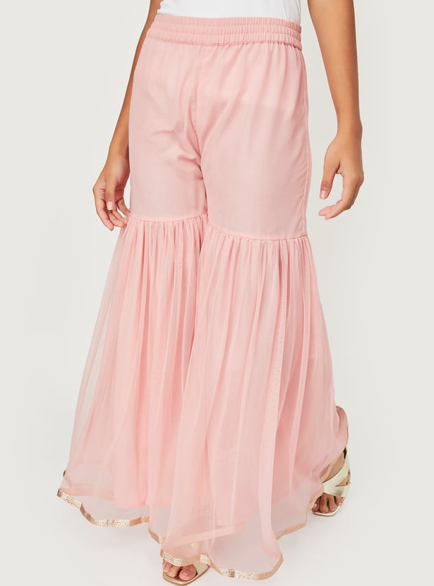 Girls Embroidered Sharara Set