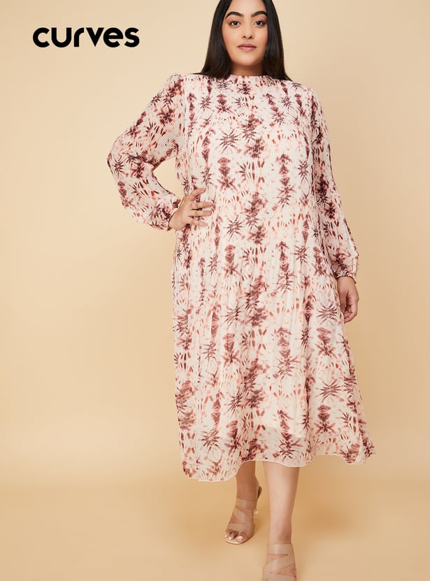 Women Printed Accordion Pleated A-Line Dress