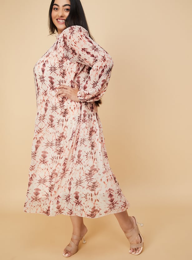 Women Printed Accordion Pleated A-Line Dress