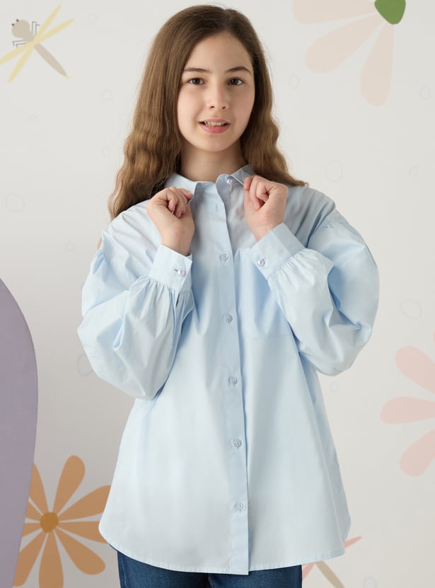 Girls Oversized Solid Shirt