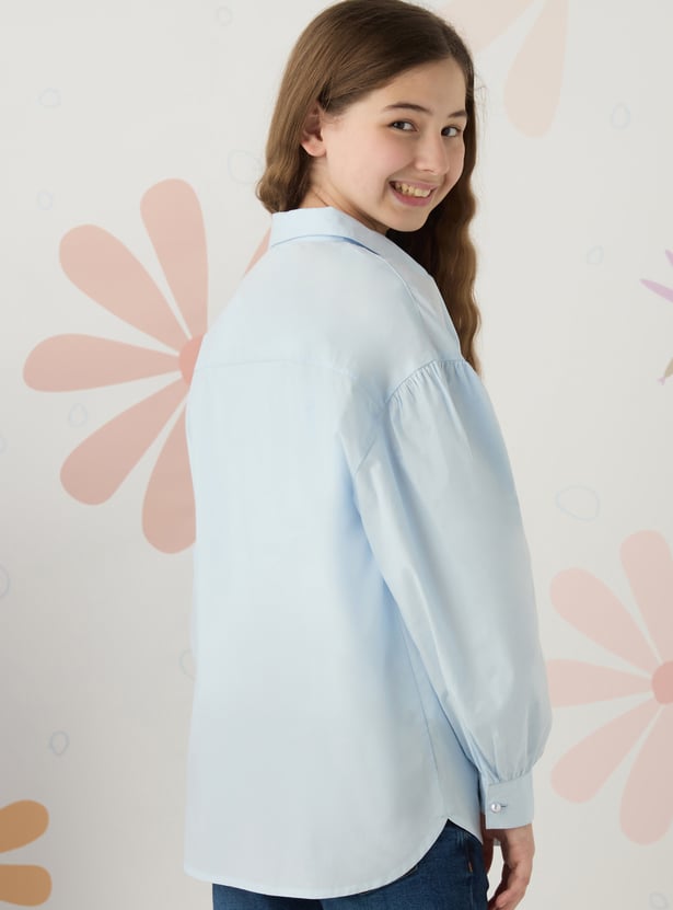 Girls Oversized Solid Shirt