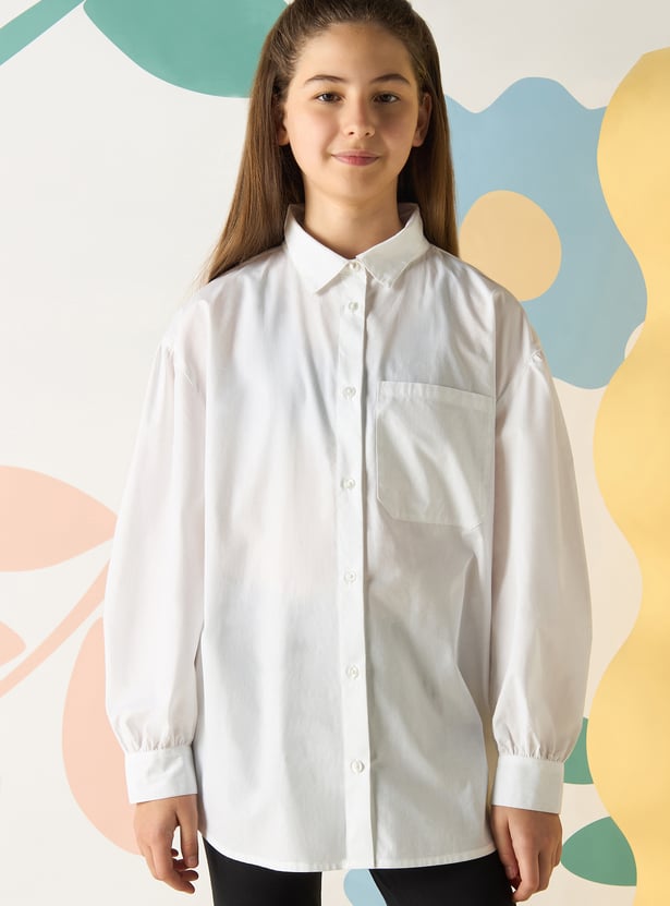 Girls Oversized Solid Shirt