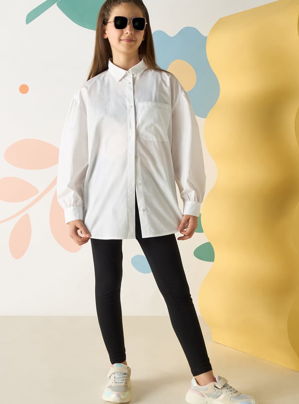 Girls Oversized Solid Shirt