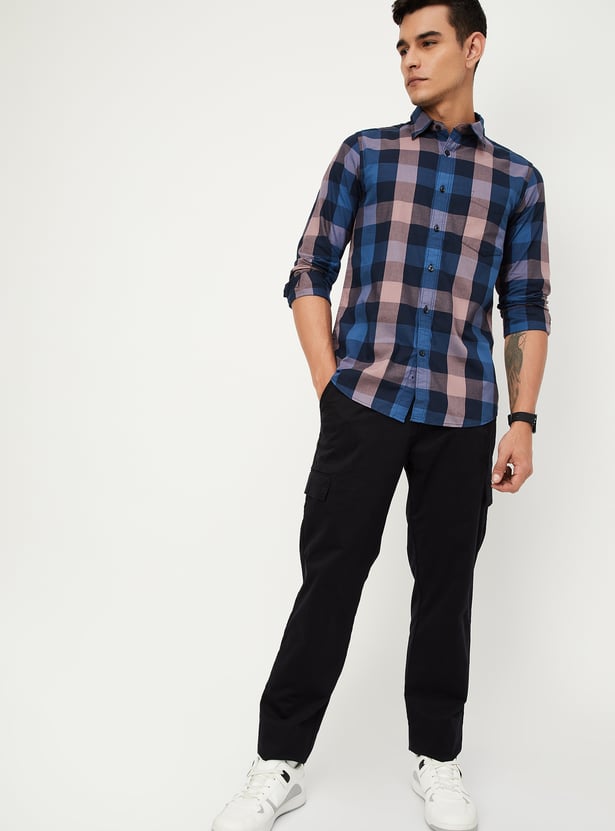 Men Checked Slim Fit Casual Shirt