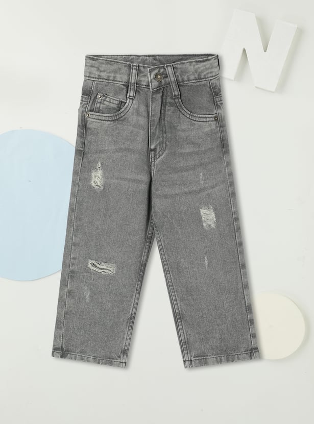 Boys Loose Fit Distressed Jeans