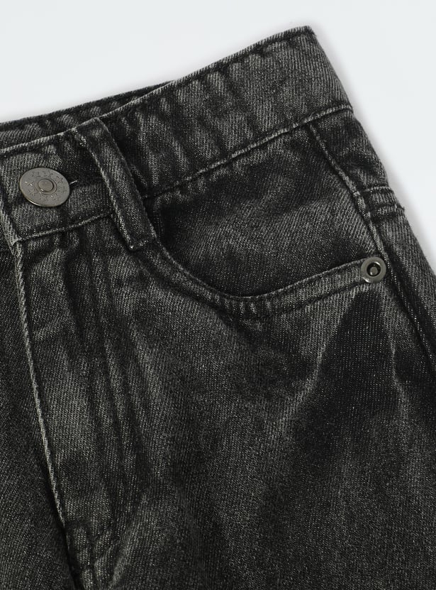 Buy Boys Loose Fit Washed Cargo Jeans Online at just