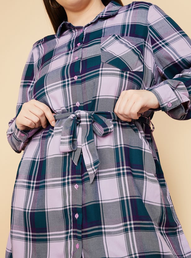 Women Checked Yarn Dyed Tunic