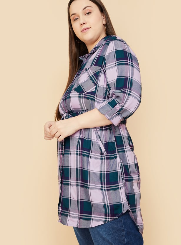 Women Checked Yarn Dyed Tunic