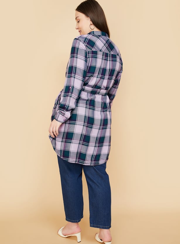 Women Checked Yarn Dyed Tunic