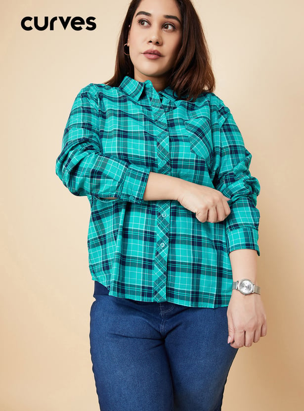 Women Checked Yarn Dyed Shirt