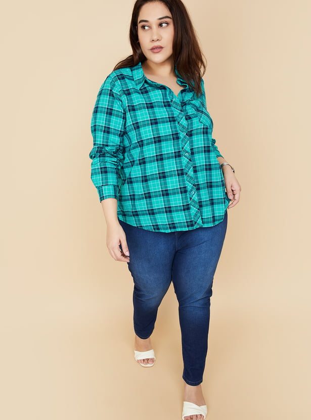 Women Checked Yarn Dyed Shirt