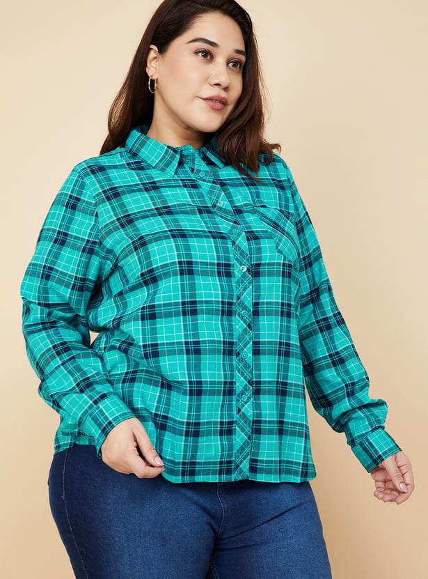 Women Checked Yarn Dyed Shirt