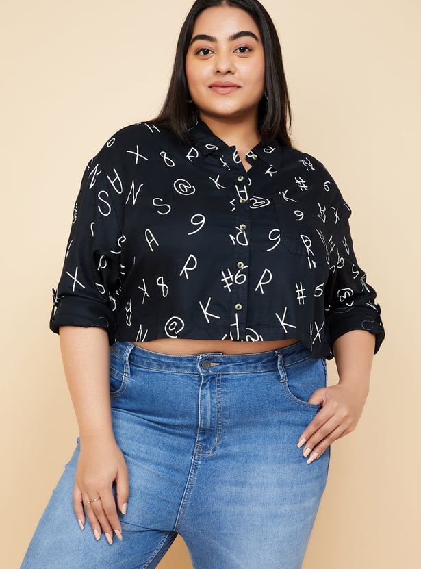 Women Printed Cropped Shirt