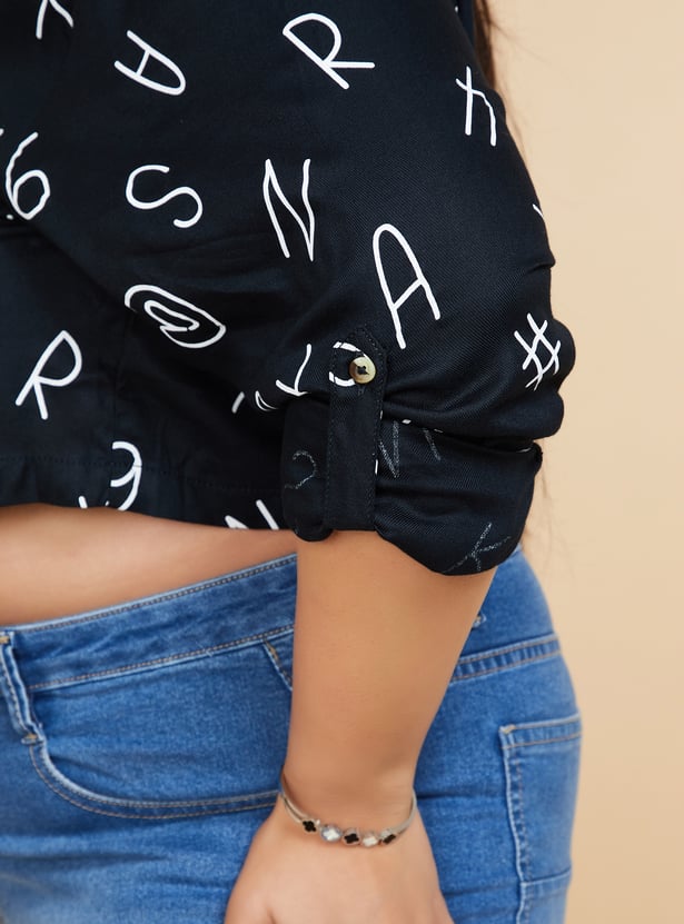 Women Printed Cropped Shirt