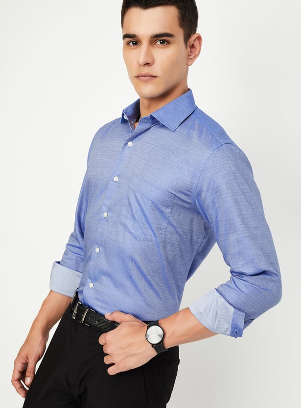 Men Regular Fit Dobby Woven Formal Shirt