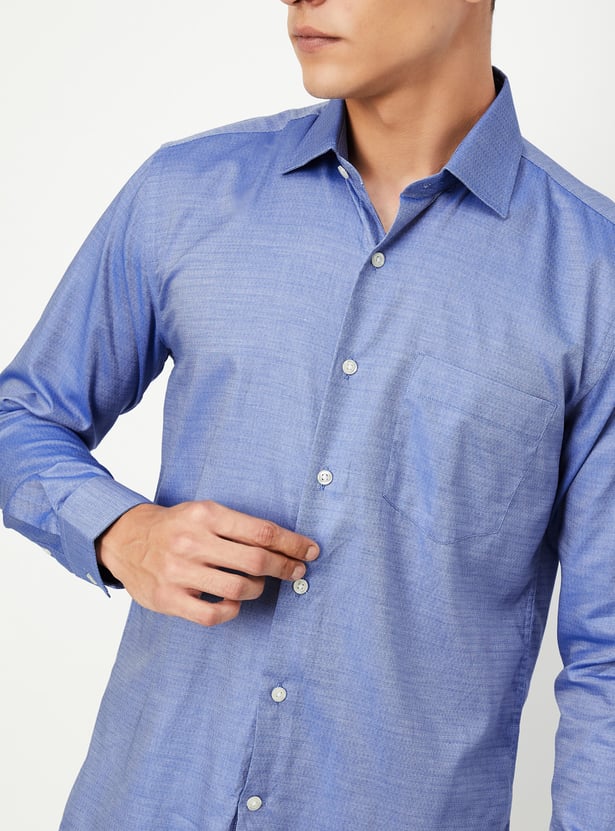 Men Regular Fit Dobby Woven Formal Shirt