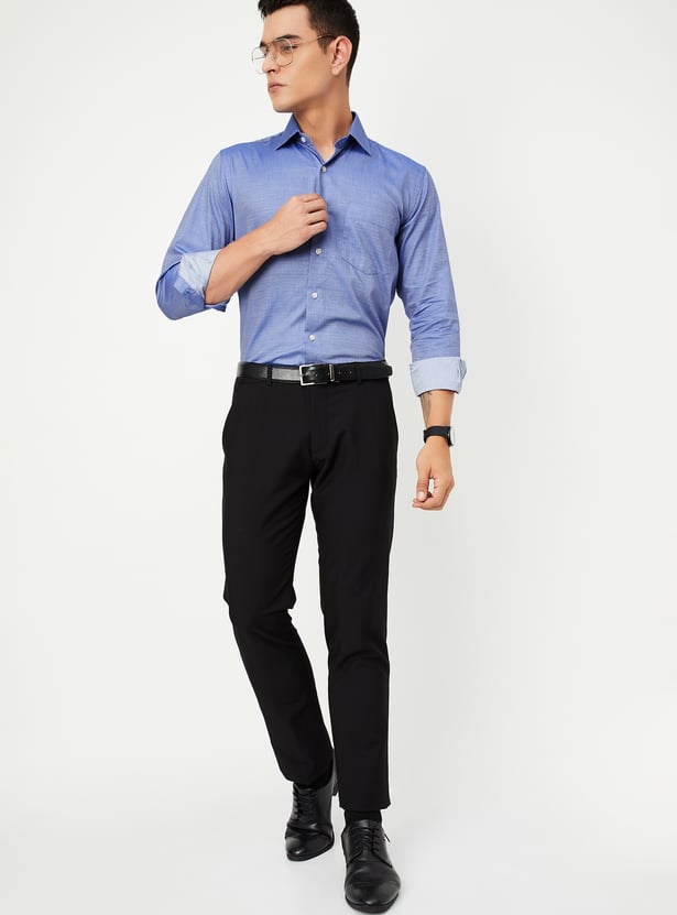 Men Regular Fit Dobby Woven Formal Shirt