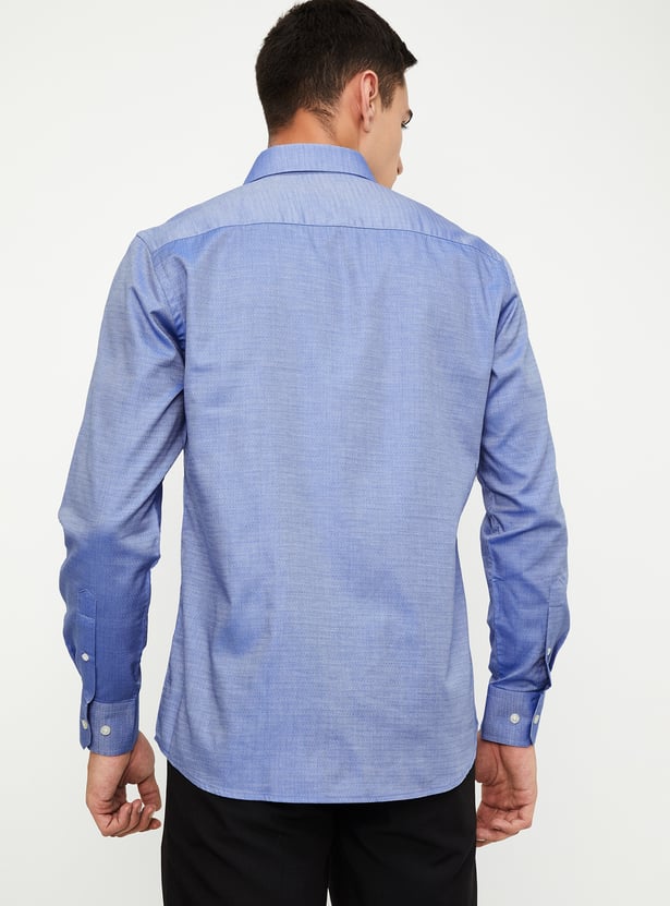 Men Regular Fit Dobby Woven Formal Shirt