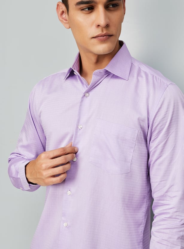 Men Regular Fit Dobby Woven Formal Shirt